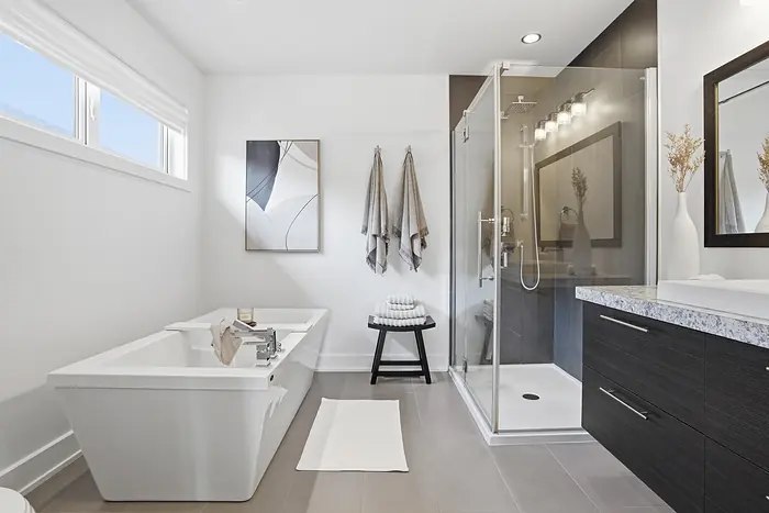 Freestanding tub and glass shower